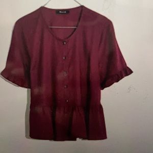 NWT Madewell Ruffle Sleeve Peplum Top in Blackberry Julep Size Medium